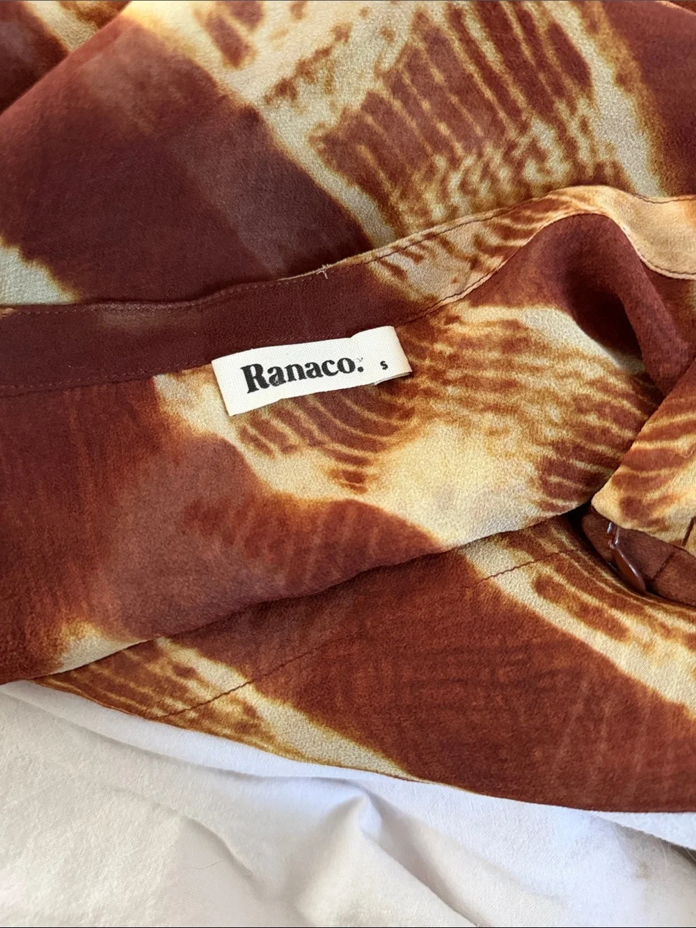 100% Silk Ranaco Atelier Ghana Sirene maxi skirt vacation sheer brown
